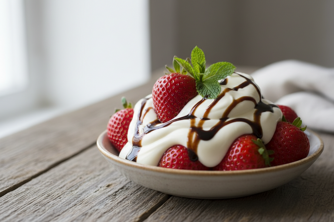 Erdbeeren mit Vanillecreme  Balsamico