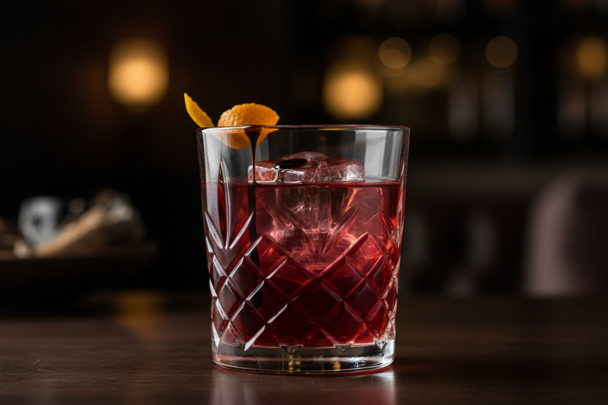 Negroni mit Balsamico Heidelbeer