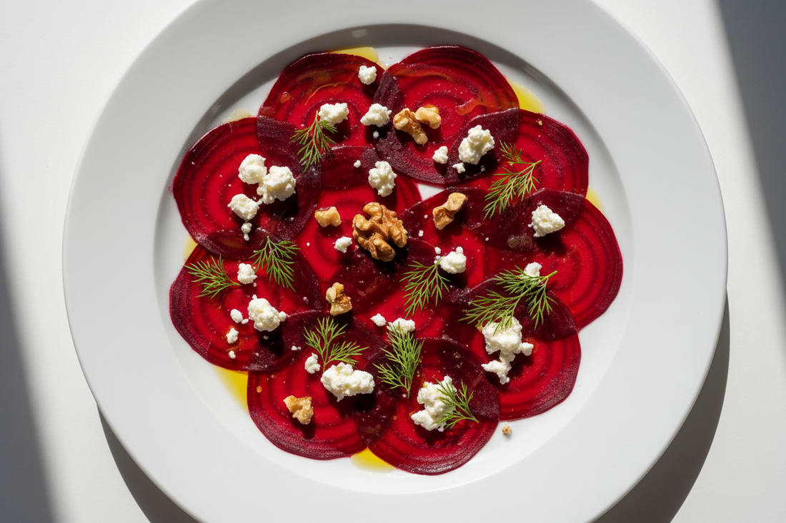 Rote Bete-Carpaccio mit Walnüssen & Ziegenkäse